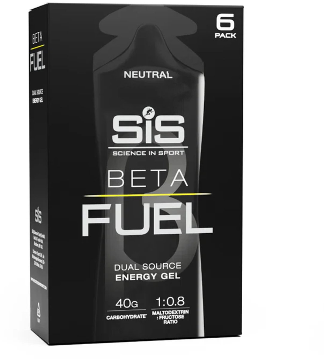 Science in Sport - SIS Beta Fuel - Dual Source energy gel - Naturel smaak - 1 : 0,8 Maltodextrine Fructose verhouding - 40 gram koolhydraten per gel - 6 x 60ml