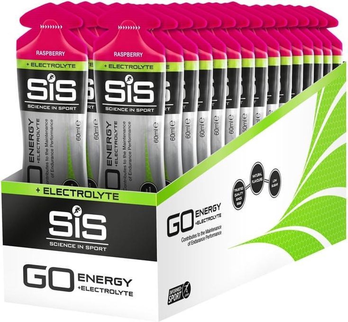 Science in Sport - SIS Go Energy + Electrolyte - Sportgel - Energie gel - Isotone Sportgel - Framboos Smaak - 30 x 60ml