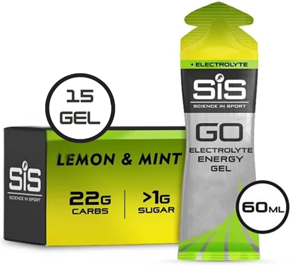 Science in Sport - SIS Go Energy + Electrolyte - Sportgel - Energie gel - Isotone Sportgel - Lemon & Mint Smaak - 15 x 60ml
