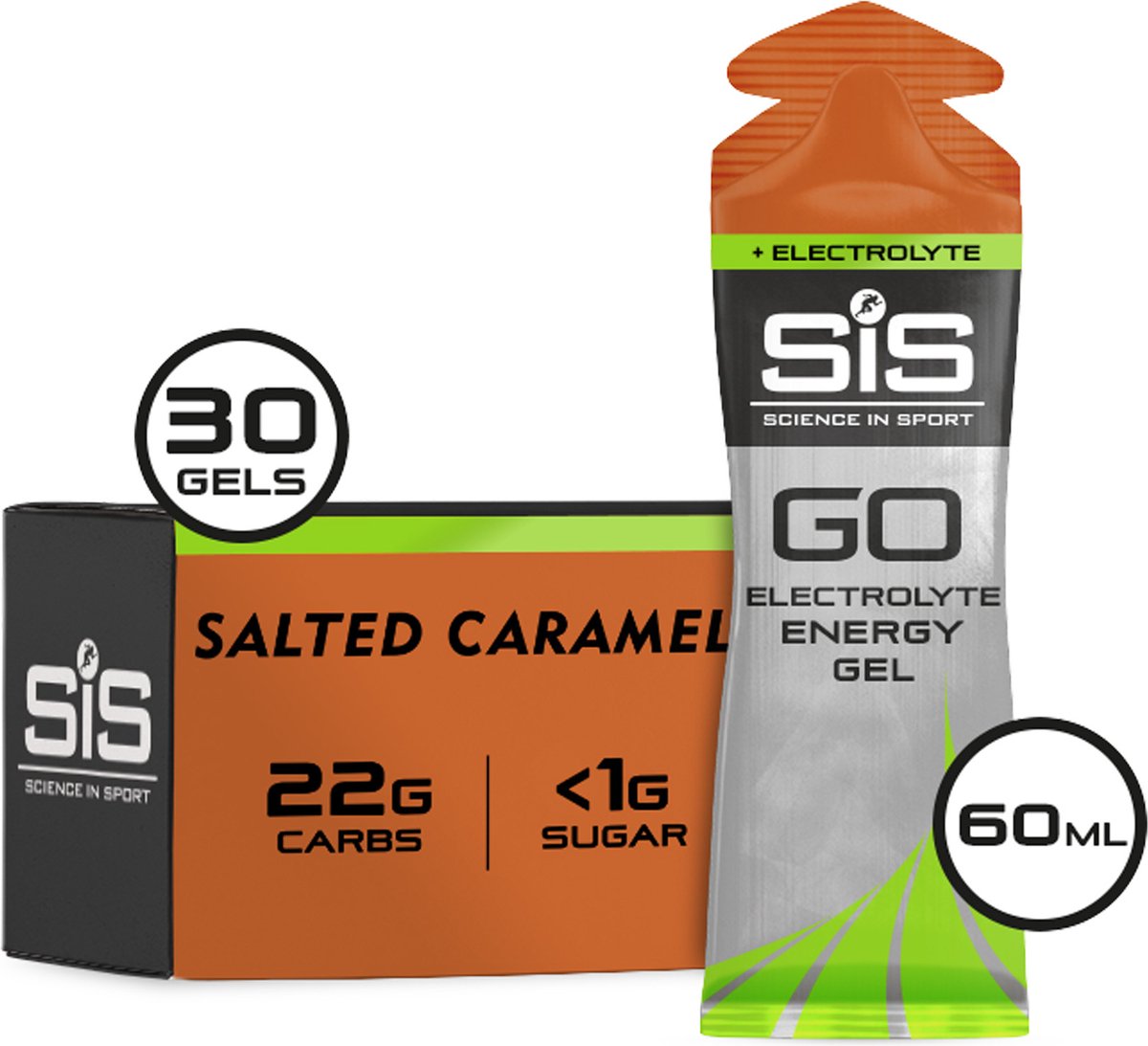 Science in Sport - SIS Go Energy + Electrolyte - Sportgel - Energie gel - Isotone Sportgel - Salted Caramel Smaak - 30 x 60ml