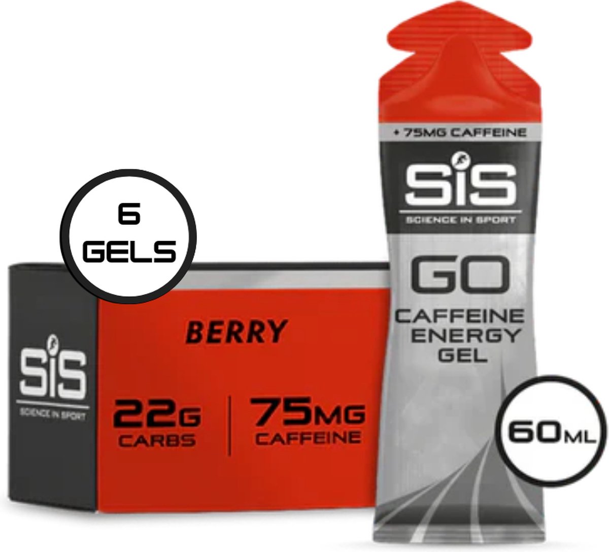 Science in Sport - SiS Go Isotonic Energygel + Caffeine - Energie gel - Isotone Sportgel - Berry Smaak - 6 x 60ml