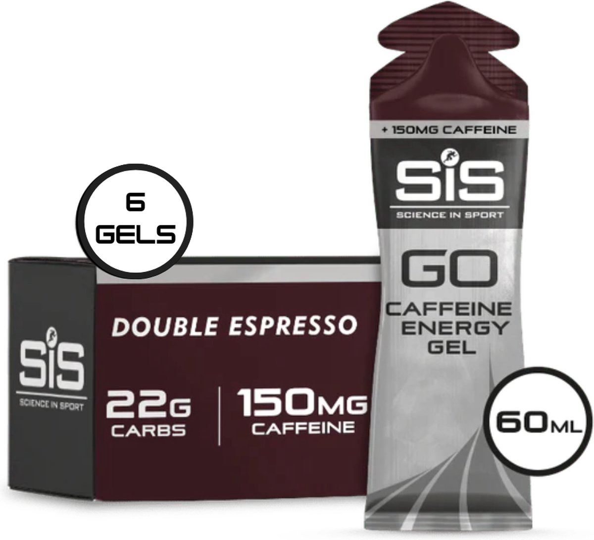 Science in Sport - SiS Go Isotonic Energygel + Caffeine - Energie gel - Isotone Sportgel - Double Espresso Smaak - 6 x 60ml