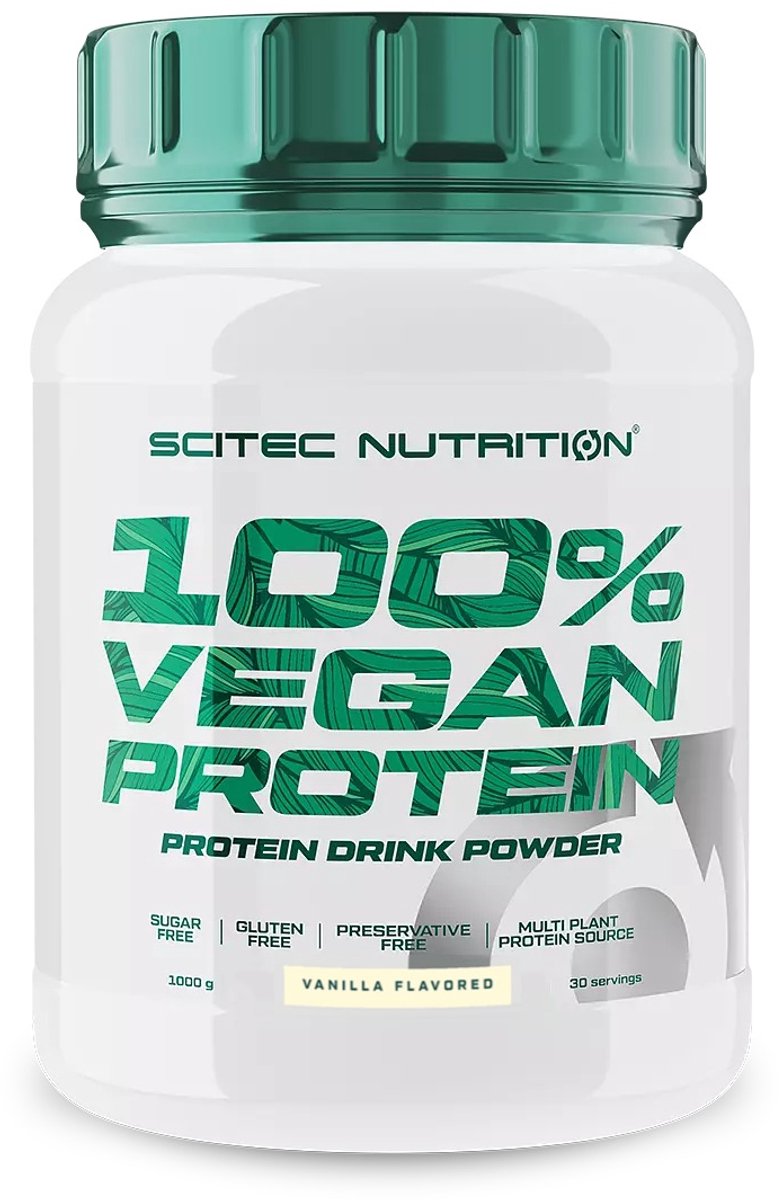 Scitec Nutrition - 100% Vegan Protein (1000 gram - Vanilla) - 30 eiwitshakes - proteine poeder - protein powder - eiwitpoeder - eiwitshakes - proteine shake - glutenvrij - suikervrij
