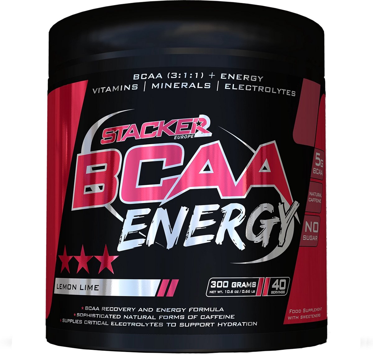 Stacker 2 BCAA Energy - 300 gram - 40 serving - Lemon