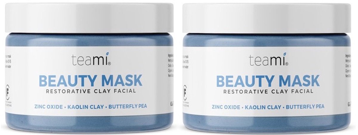 Teami Beauty Gezichtsmasker Duo - 2 Stuks met Zink & Kaolienklei | Hydraterend, Antioxidantenrijk & Herstellend | Verjongt en Balanceert de Huid