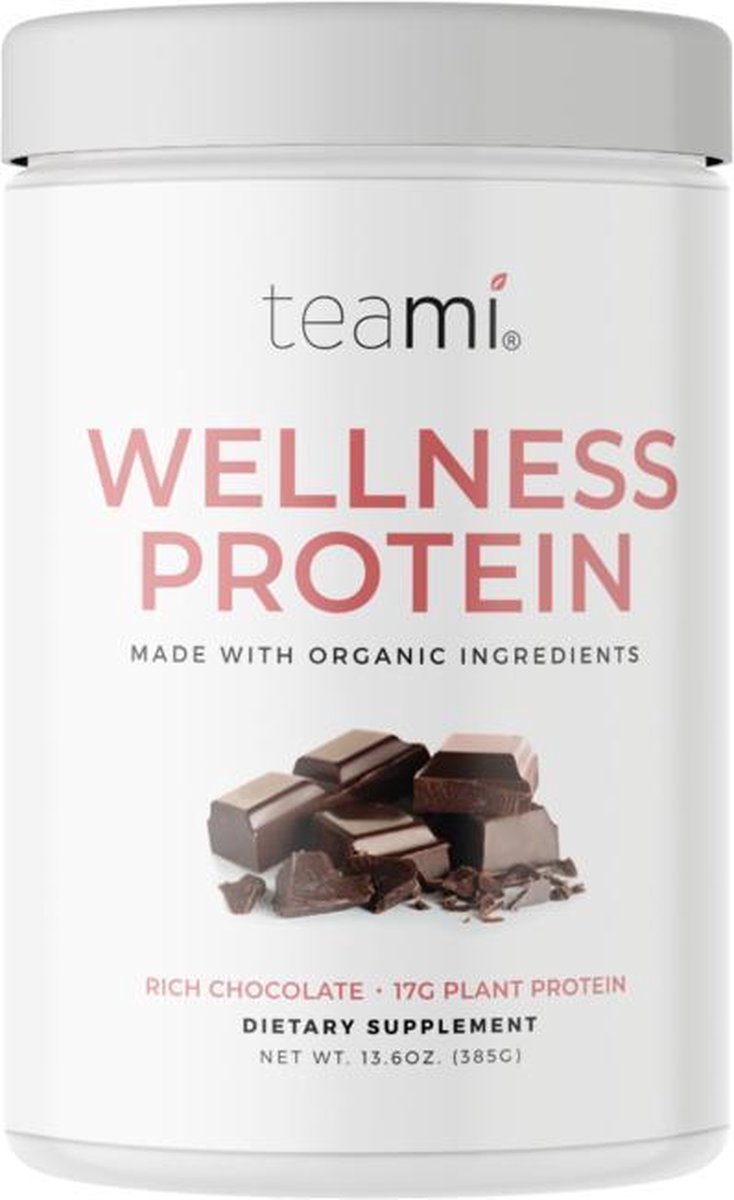 Teami Wellness Protein Chocolate Shake - Biologische Plantaardige Eiwitpoeder | 17g Eiwit per Portie | Voor Spierherstel & Energie
