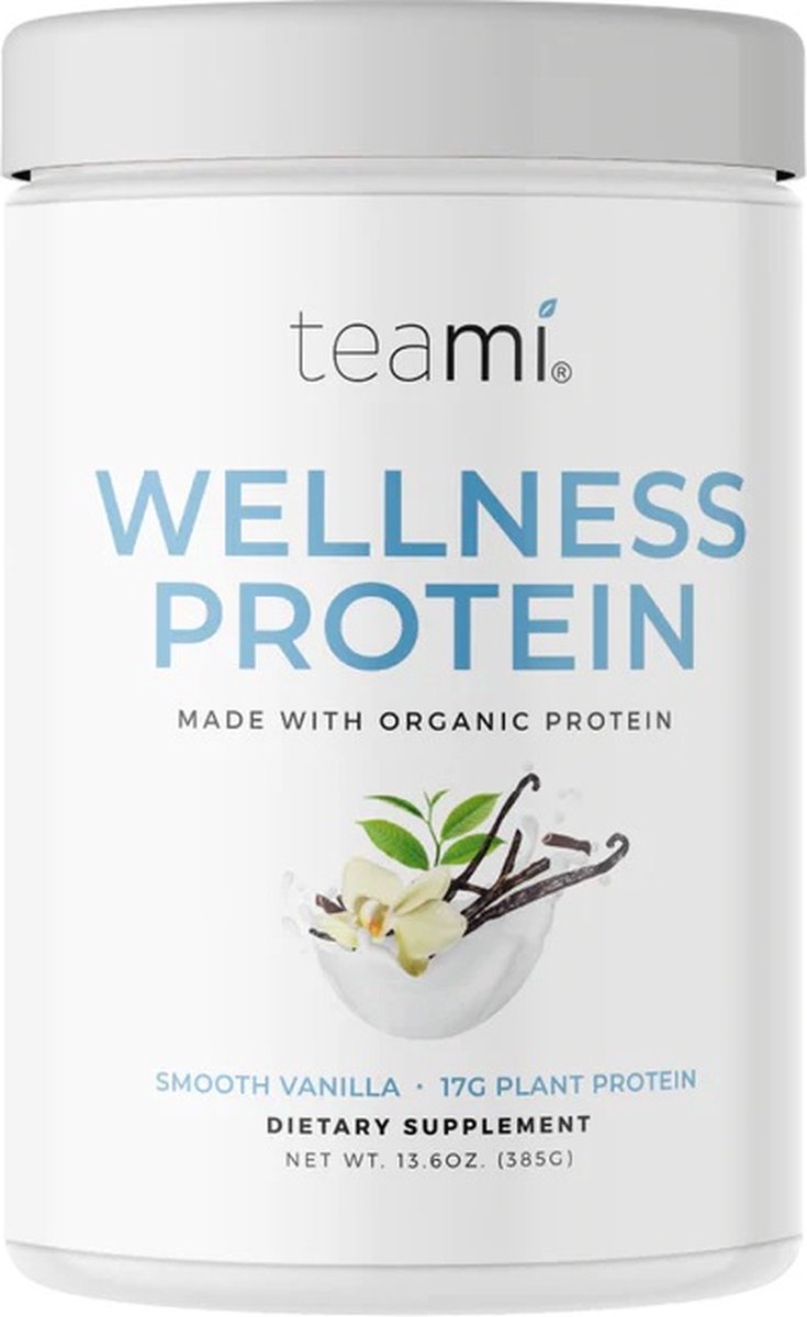 Teami Wellness Protein Vanilla Shake - Biologische Erwten- & Rijstproteïne met Elektrolyten | Voor Spieropbouw, Herstel & Hydratatie bij Krachttraining