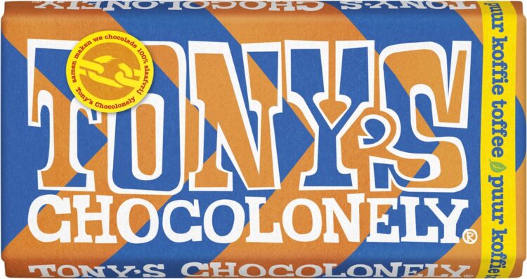 Tony's Chocolonely Chocolade Reep Puur Koffie Toffee 15 stuks Vegan chocolade Verjaardag Cadeau Koffie en Toffee stukjes Fairtrade Chocola Repen 15x180 gram Geschenkset voor Man en Vrouw