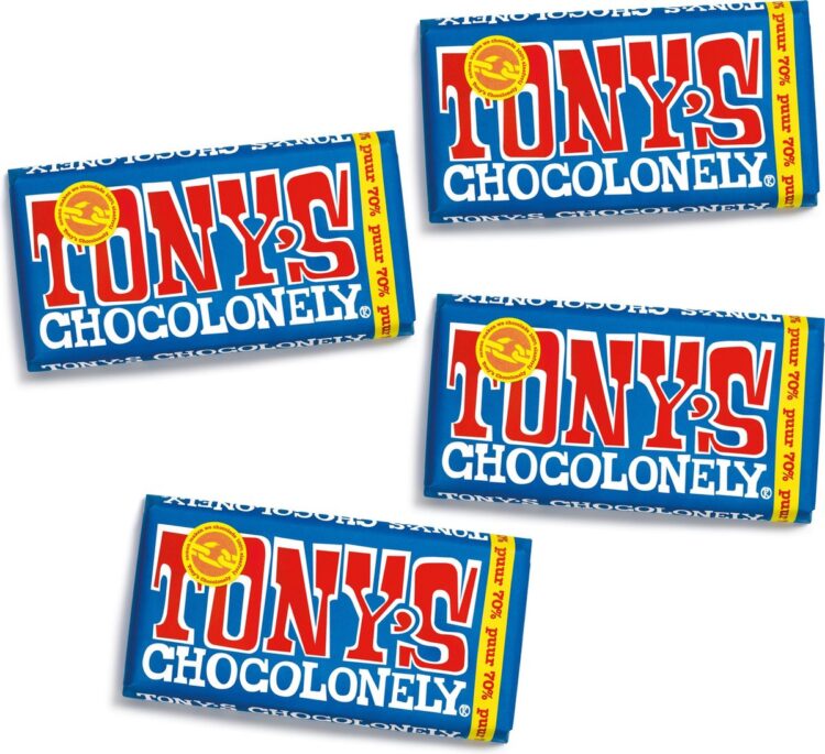 Tony's Chocolonely Puur Chocolade Reep 4 x 180 gram Vegan Chocola