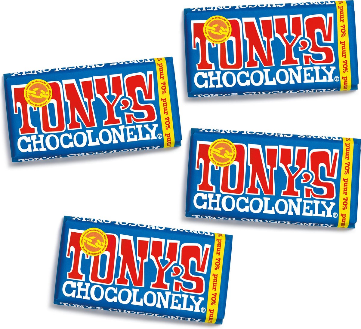 Tony's Chocolonely Puur Chocolade Reep 4 x 180 gram Vegan Chocola