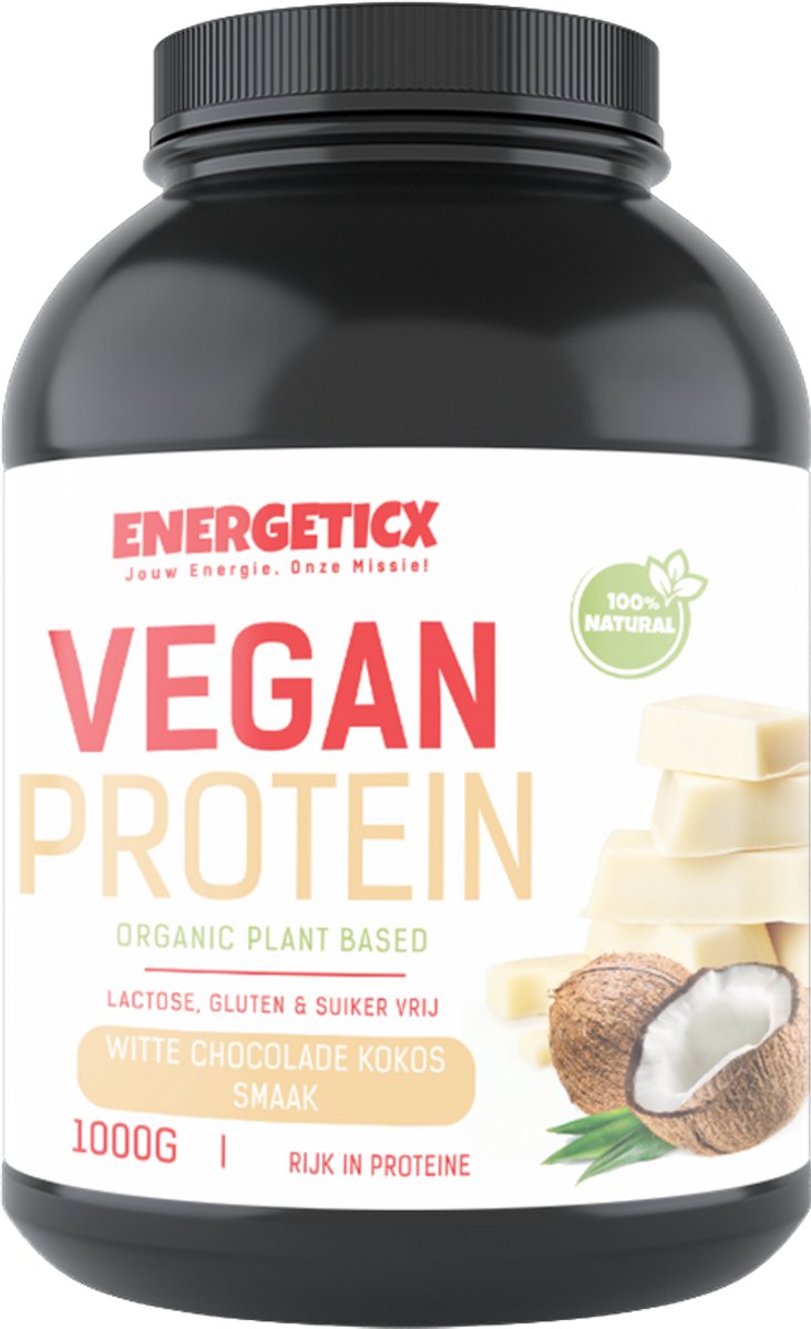 Vibe. Proteine poeder - Witte Chocolade Kokos - 1000g / 33 Porties - Plantaardig, Glutenvrij, Lactosevrij & Suikervrij - Heerlijk & Eiwitrijk