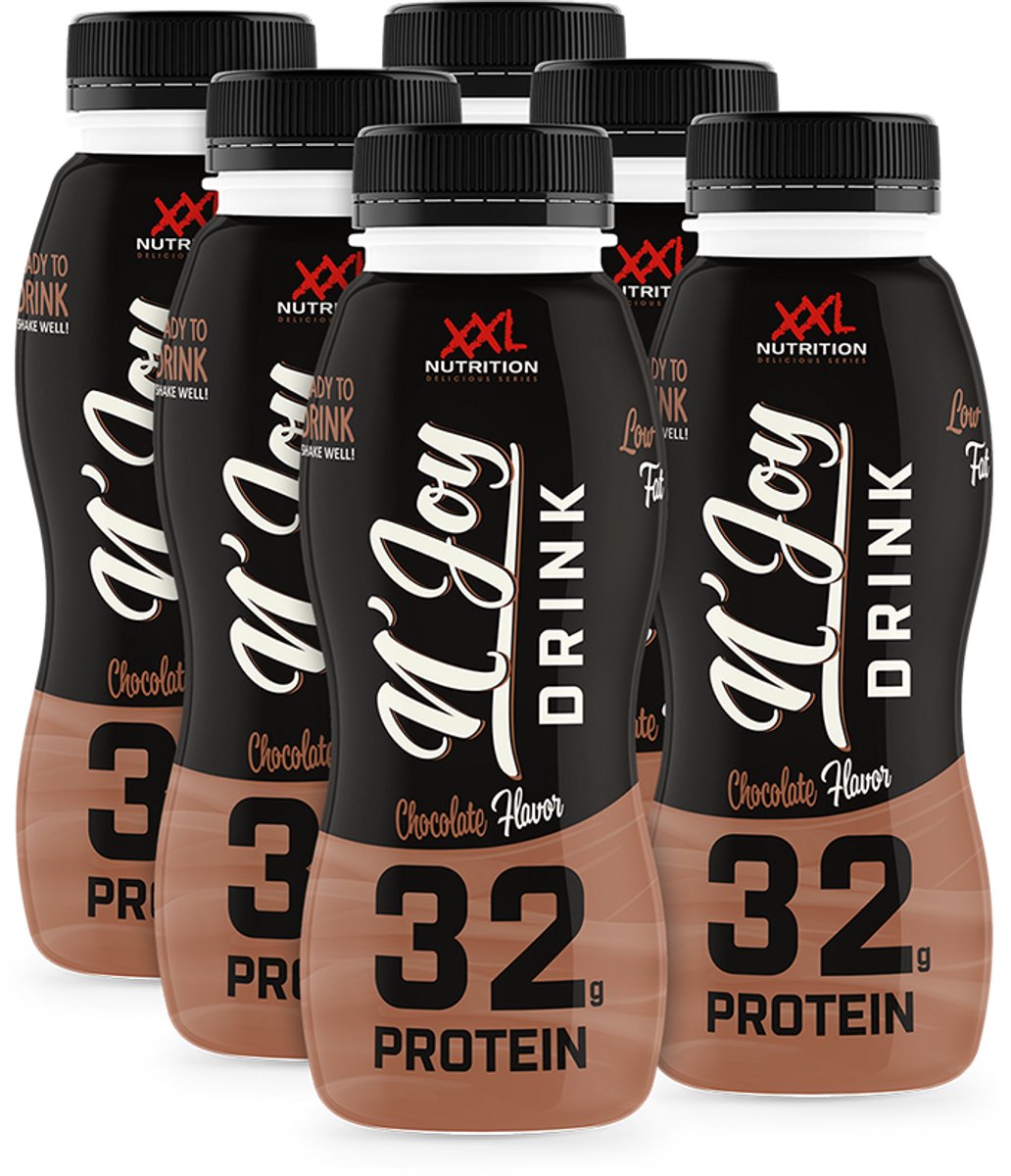 XXL Nutrition - N'Joy Protein Drink - Chocolade - Kant en Klare Eiwitshake, Proteďne Supplement - 80% Caseďne & 20% Whey - Diverse Smaken - Chocolade - 6 Pack