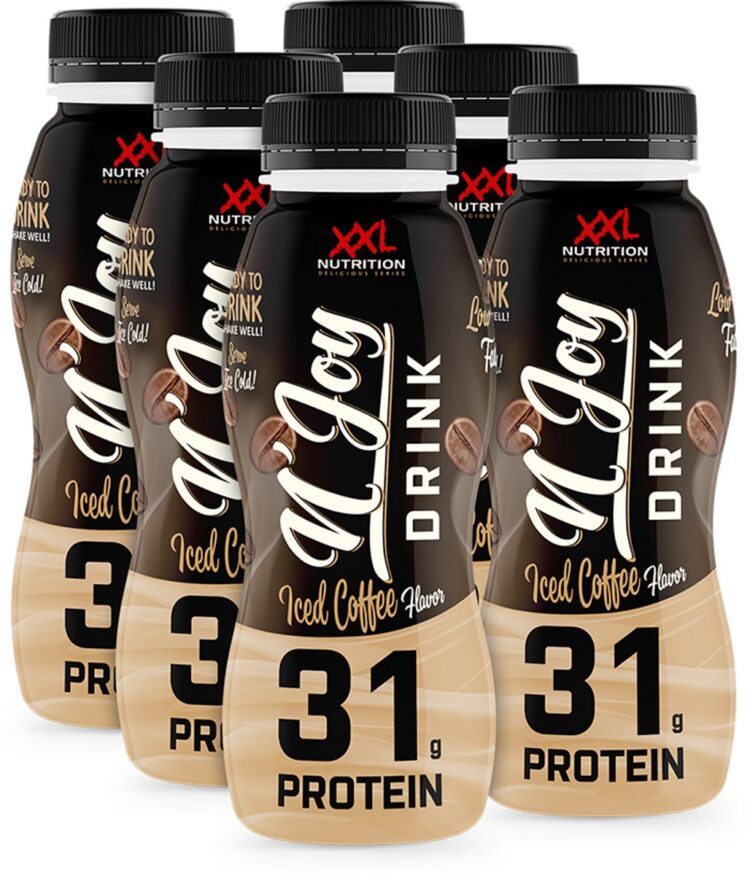 XXL Nutrition - N'Joy Protein Drink - Iced Coffee - Kant en Klare Eiwitshake, Proteďne Supplement - 80% Caseďne & 20% Whey - Diverse Smaken - Iced Coffee - 6 Pack