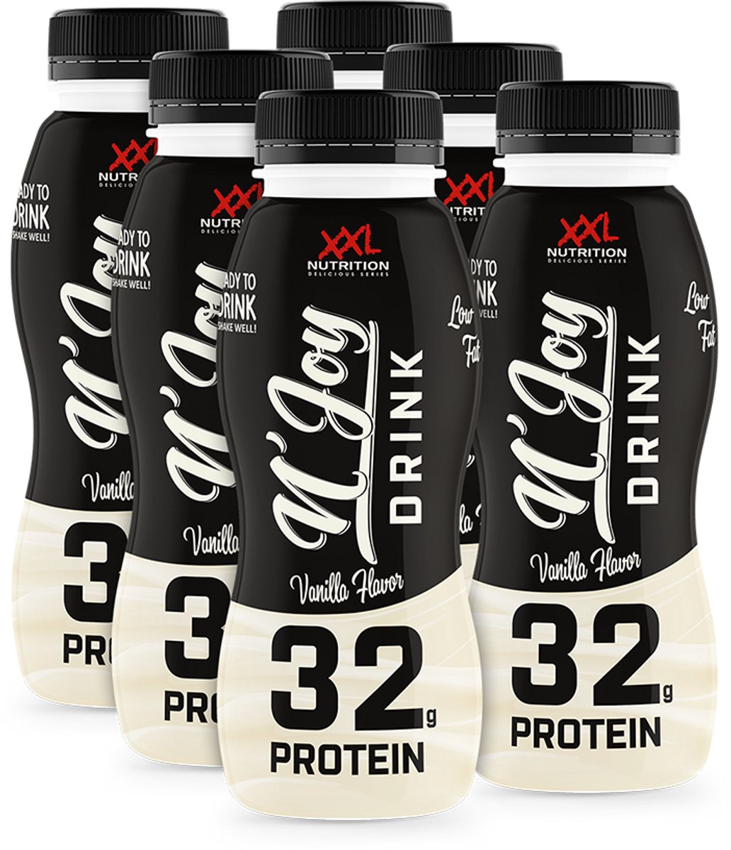 XXL Nutrition - N'Joy Protein Drink - Kant en Klare Eiwitshake, Proteďne Supplement - 80% Caseďne & 20% Whey - Diverse Smaken - Vanille - 6 Pack