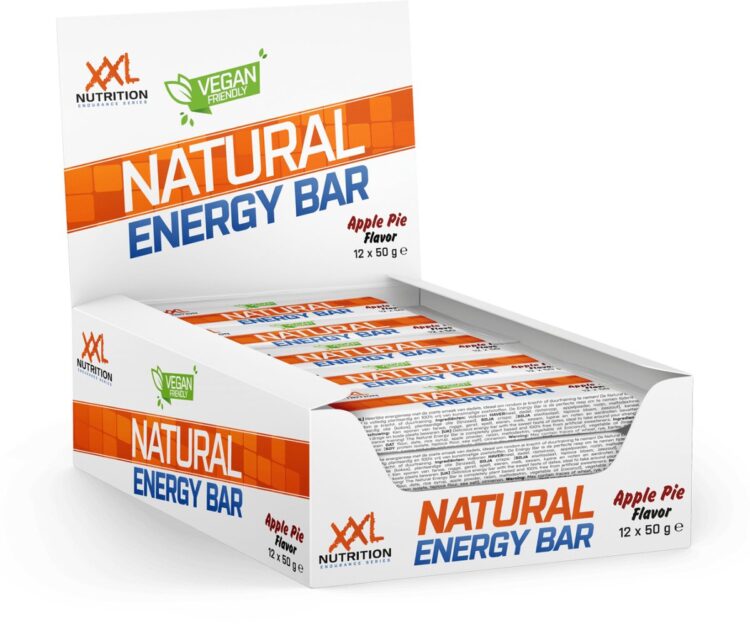 XXL Nutrition - Natural Energy Bar - 12 Pack - 100% Natuurlijke Energiereep - Voedzame Snack Reep - Lactosevrij & Veganistisch - Appeltaart Smaak