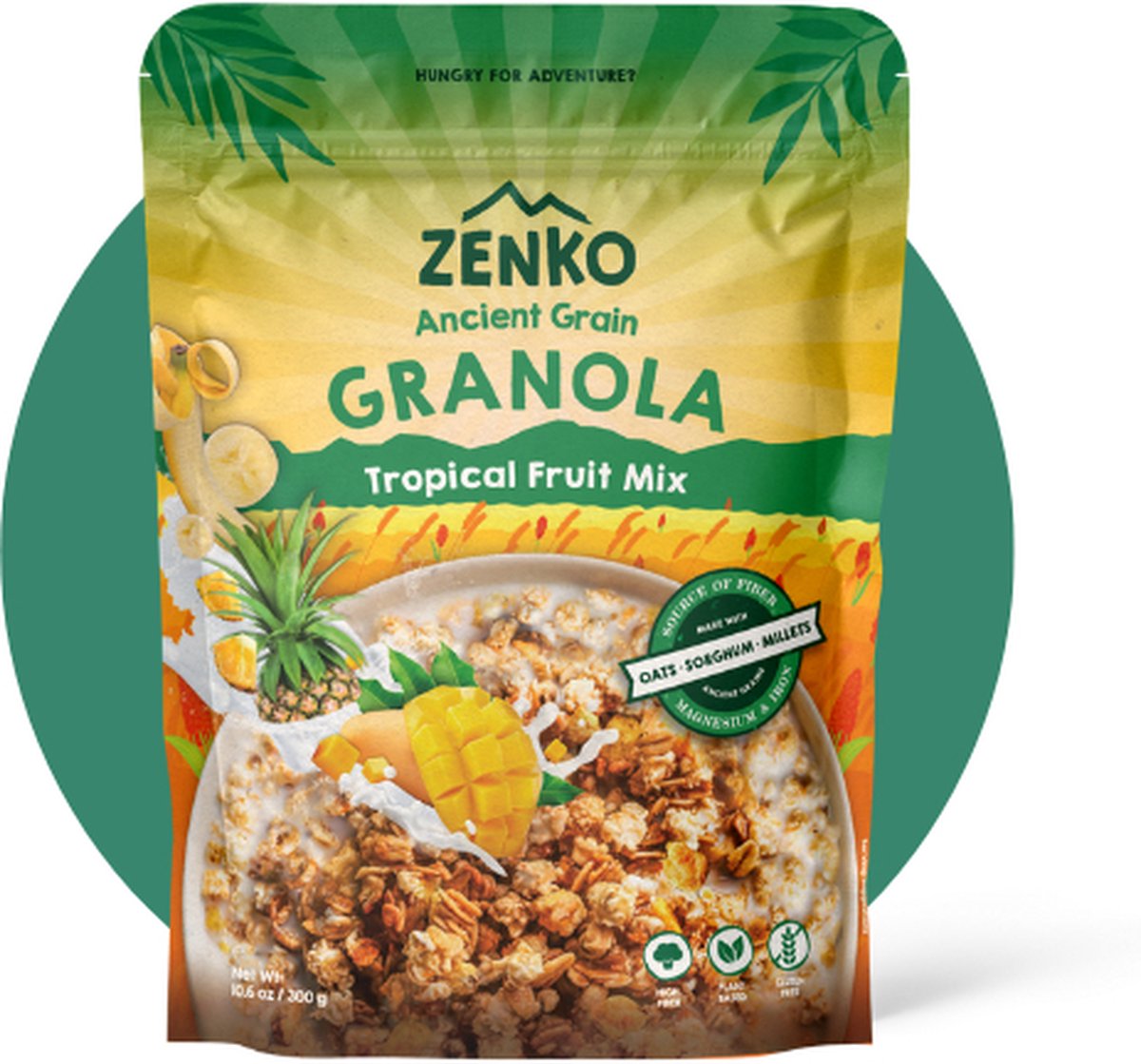 ZENKO Ancient Grain Granola - Tropical (4x300g) | Vegan & glutenvrij | Ontbijtgranen
