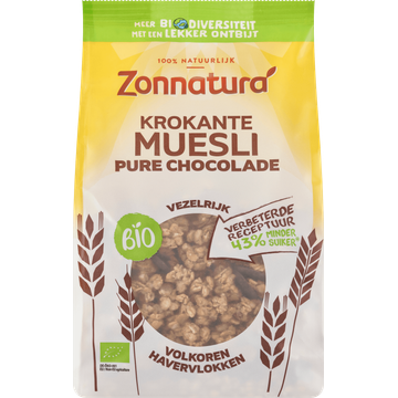 Zonnatura Biologische Krokante Muesli Pure Chocolade 375 g bij Jumbo