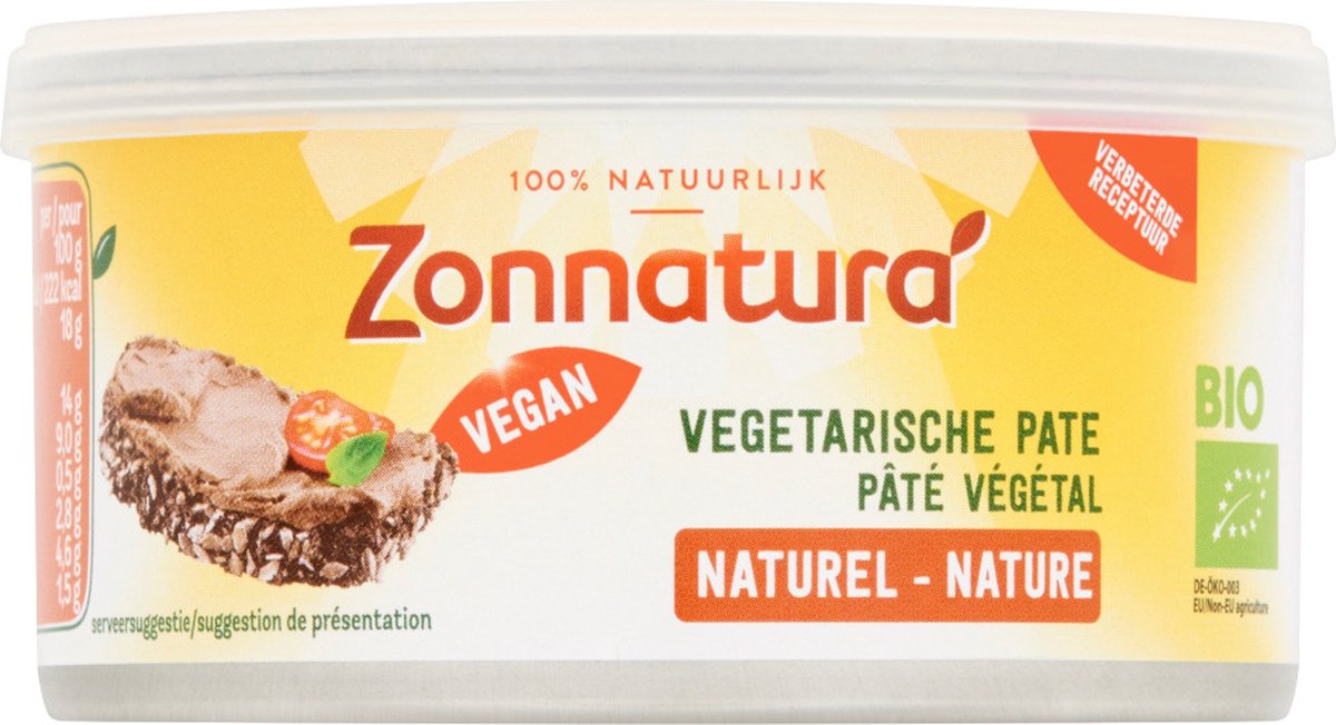 Zonnatura Vegetarische Pate Naturel Biologisch - 125 gr