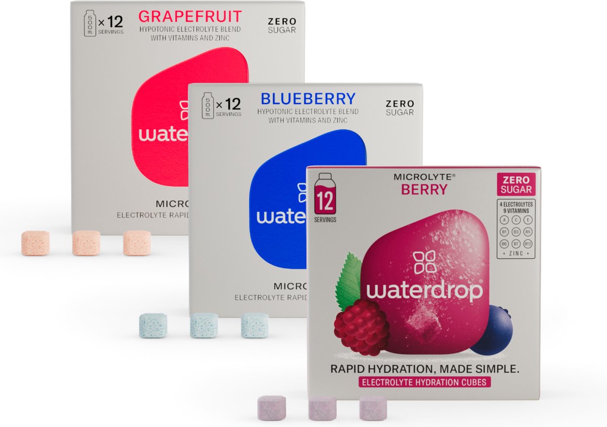 waterdrop® Microlyte Set Elektrolyten Poeder - 36 bruistabletten - 3 smaken