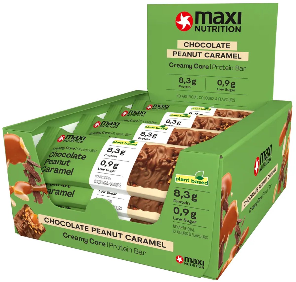 12x Maxi Nutrition Creamy Core Bar (Vegan) Chocolate Peanut Caramel (45 gr)