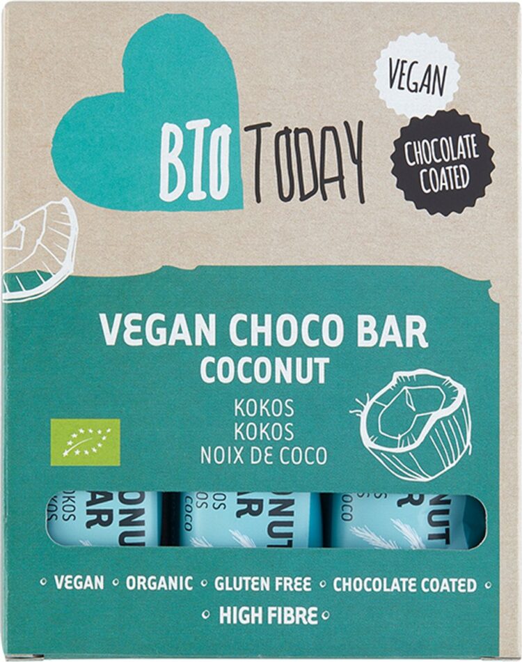 BioToday Coconut candybar 10 x Multipack (3st) biologisch & vegan (Doos met 10 verpakkingen van 3x40 gram) NL-BIO-01
