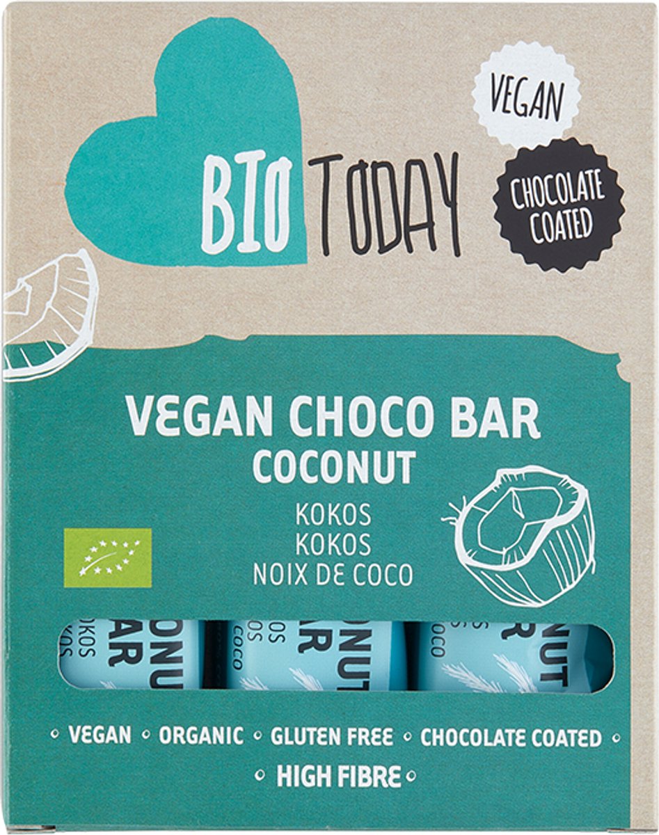 BioToday Coconut candybar 10 x Multipack (3st) biologisch & vegan (Doos met 10 verpakkingen van 3x40 gram) NL-BIO-01