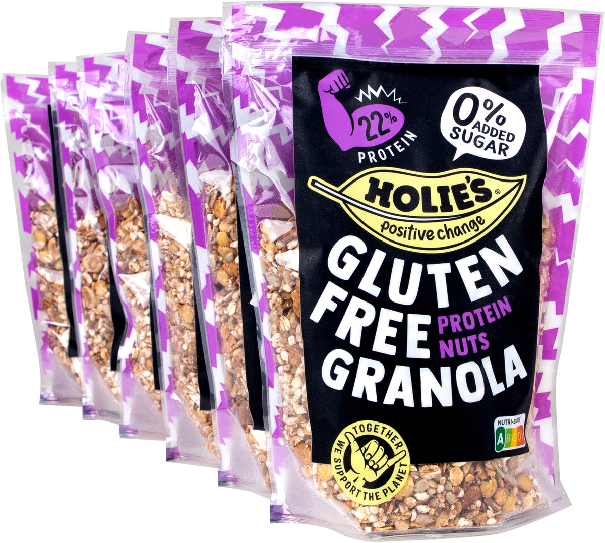 Holie's Glutenfree Granola Protein Nuts 6x 330gr - ontbijtgranen - suikervrij - gezond - vegan