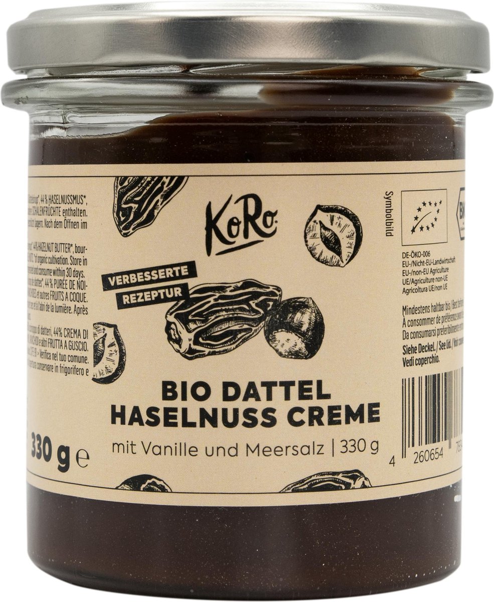 KoRo Bio dadel hazelnootpasta - veganistische notencreme - 330 g