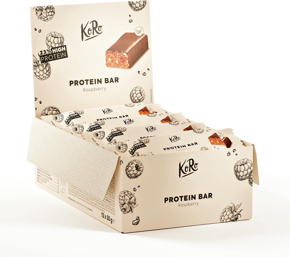 KoRo | Bio vegan protein bar framboos-chocolade 12 x 50 g