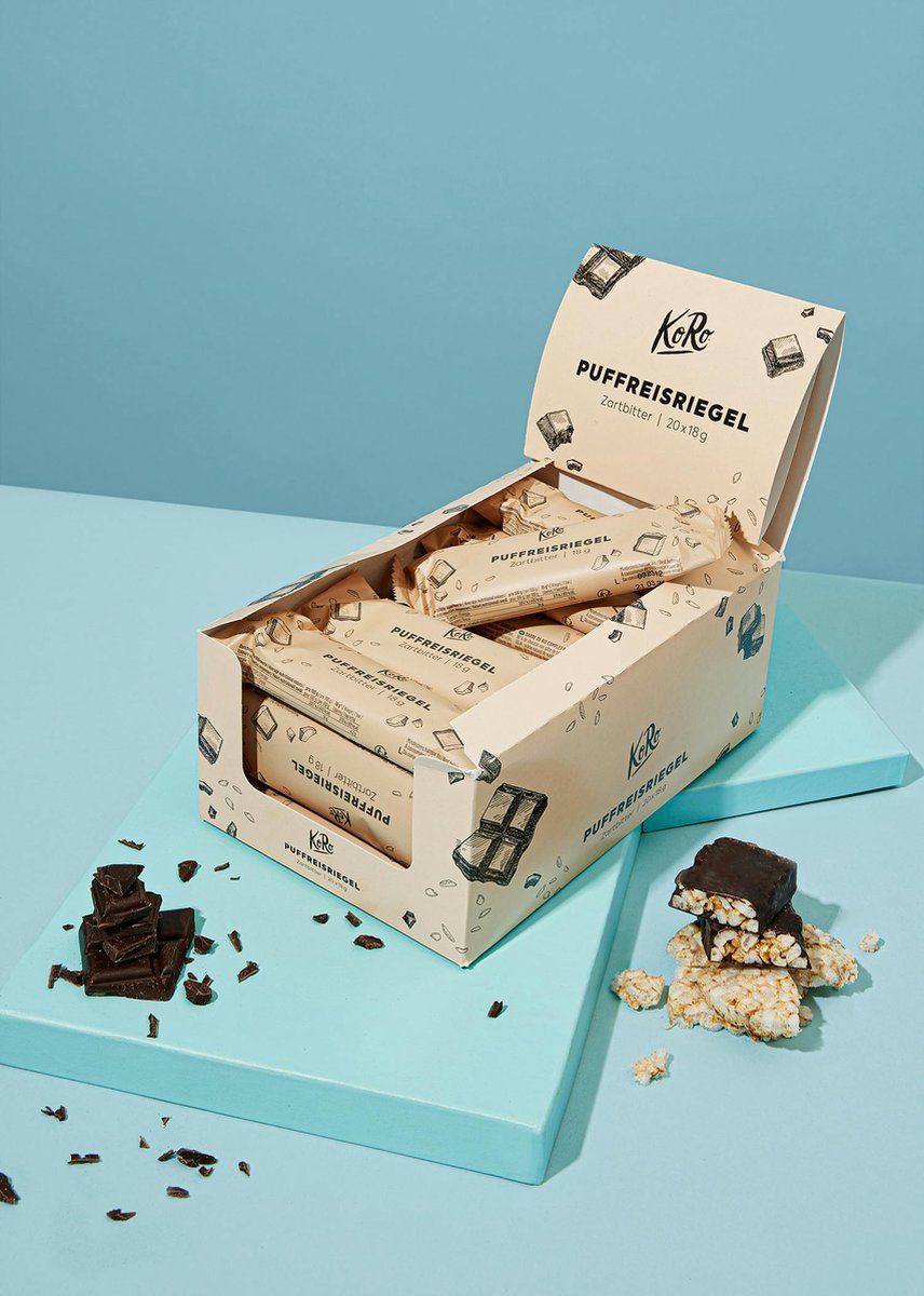 KoRo | Gepofterijstreep met pure chocolade 20 x 18 g