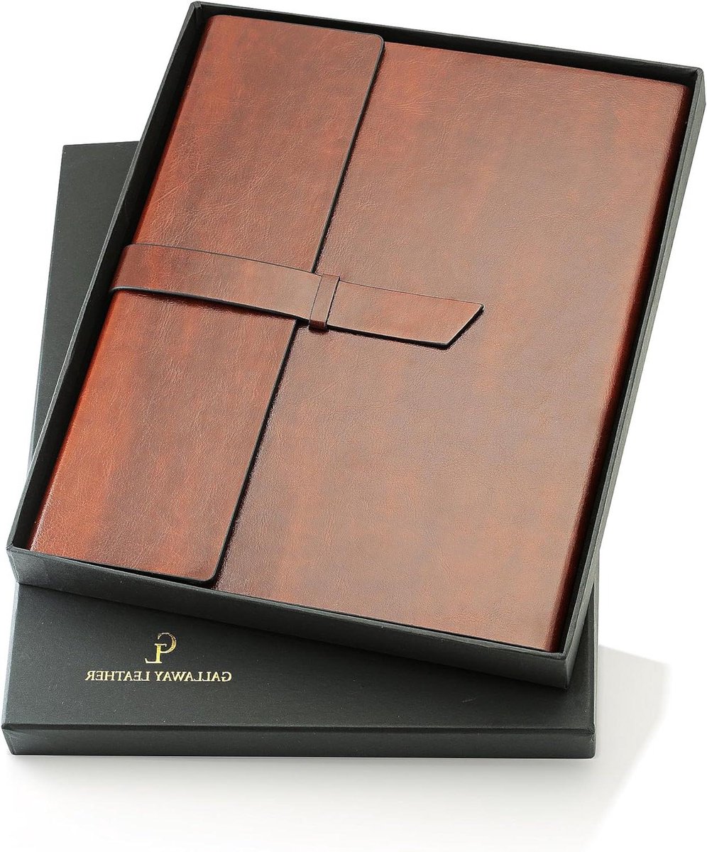 Padfolio Portfolio Folder Slim Notebook Note Pad Houder Hervulbare Business Organizer Donkere Chocolade Vegan Lederen - Luxe Zakelijke Organisator