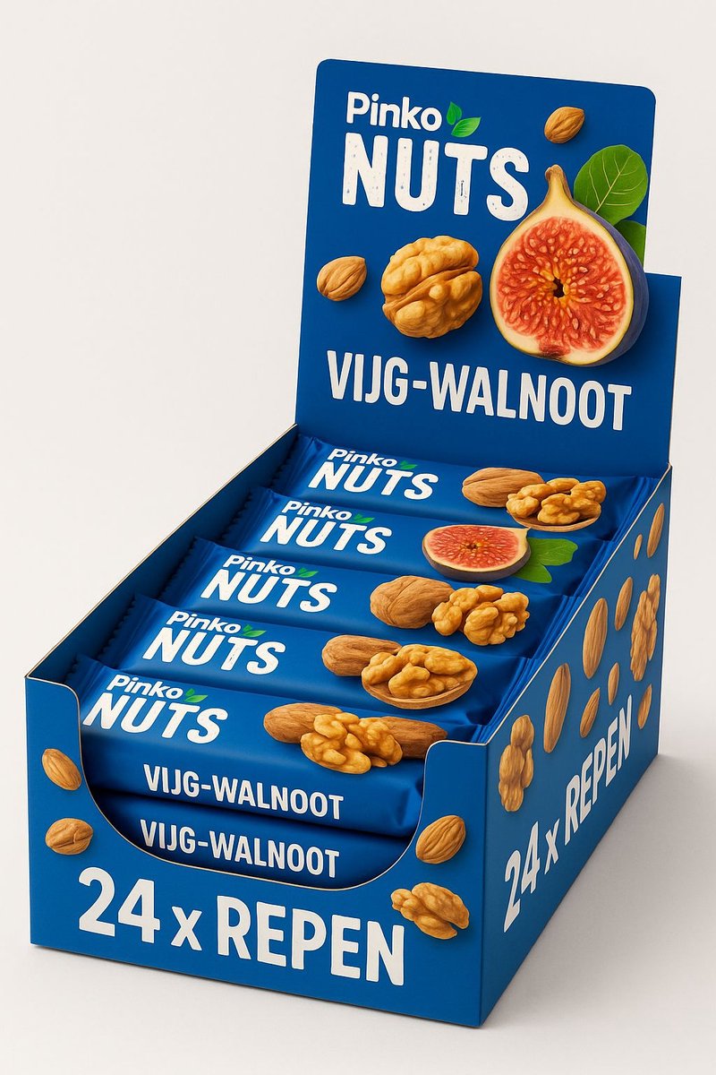 Pinko Vijgen Walnoten Bar 24 Repen x 45 gr Voordeelverpakking Vegan Vezelrijk Notenbar