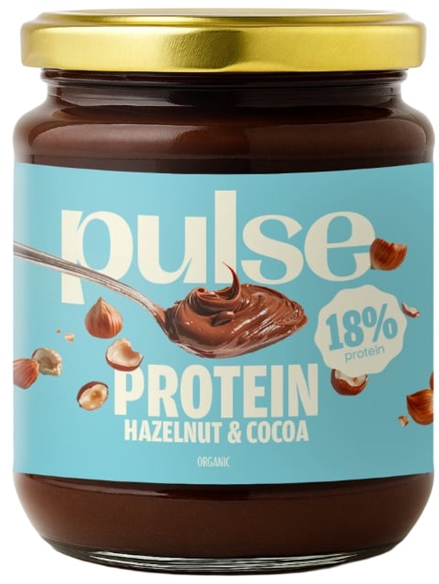 Pulse Protein - Choco-hazelnoot eiwitpasta (18% eiwit) - Vegan, Bio, Zonder gluten - 300g