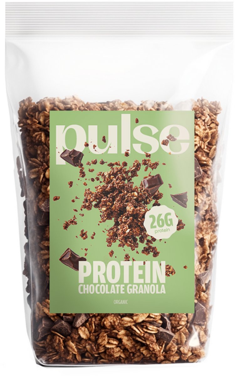 Pulse Protein - Eiwit granola chocolade (27% eiwit) - Protein - Vegan, Bio, Gutenvrij - 350g
