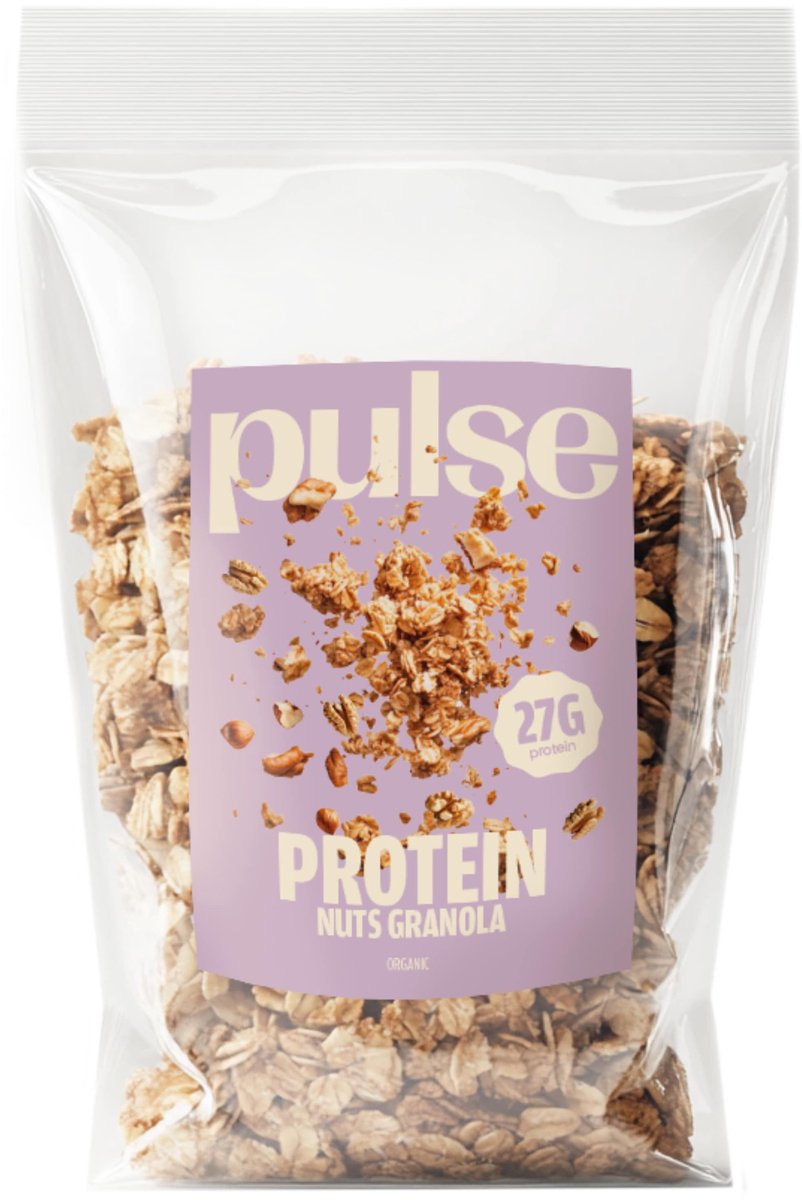 Pulse Protein - Eiwit granola noten (27% eiwit) - Protein - Vegan, Bio, Gutenvrij - 350g