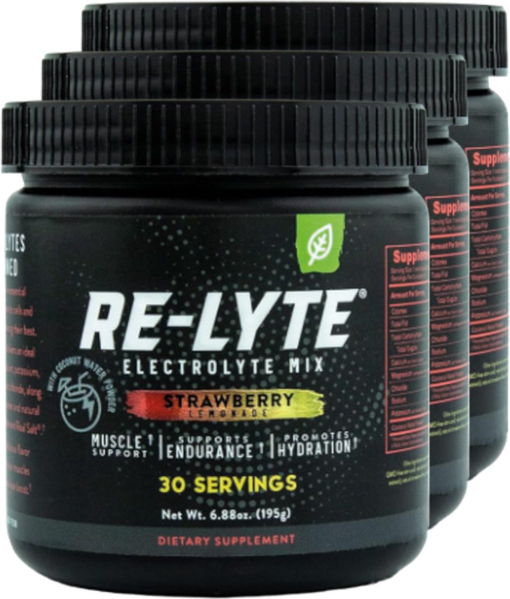 Re-Lyte | Hydration Drink Mix | Strawberry Lemonade 190g | 3 stuks | 3 x 190 gram