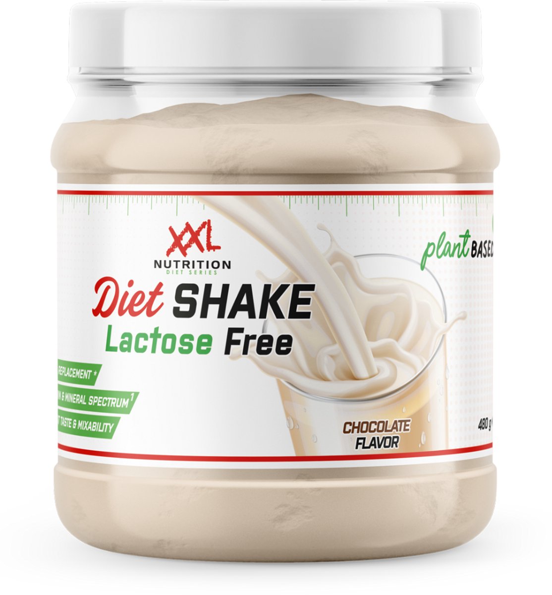XXL Nutrition - Vegan Diet Shake - Tot 24,6 Gram Eiwit - Maaltijdshake, Eiwitshake, Maaltijdvervanger, Afvallen - Whey Protein Shake Incl. Vitamines & Mineralen - Chocolade - 480 Gram (8 shakes)