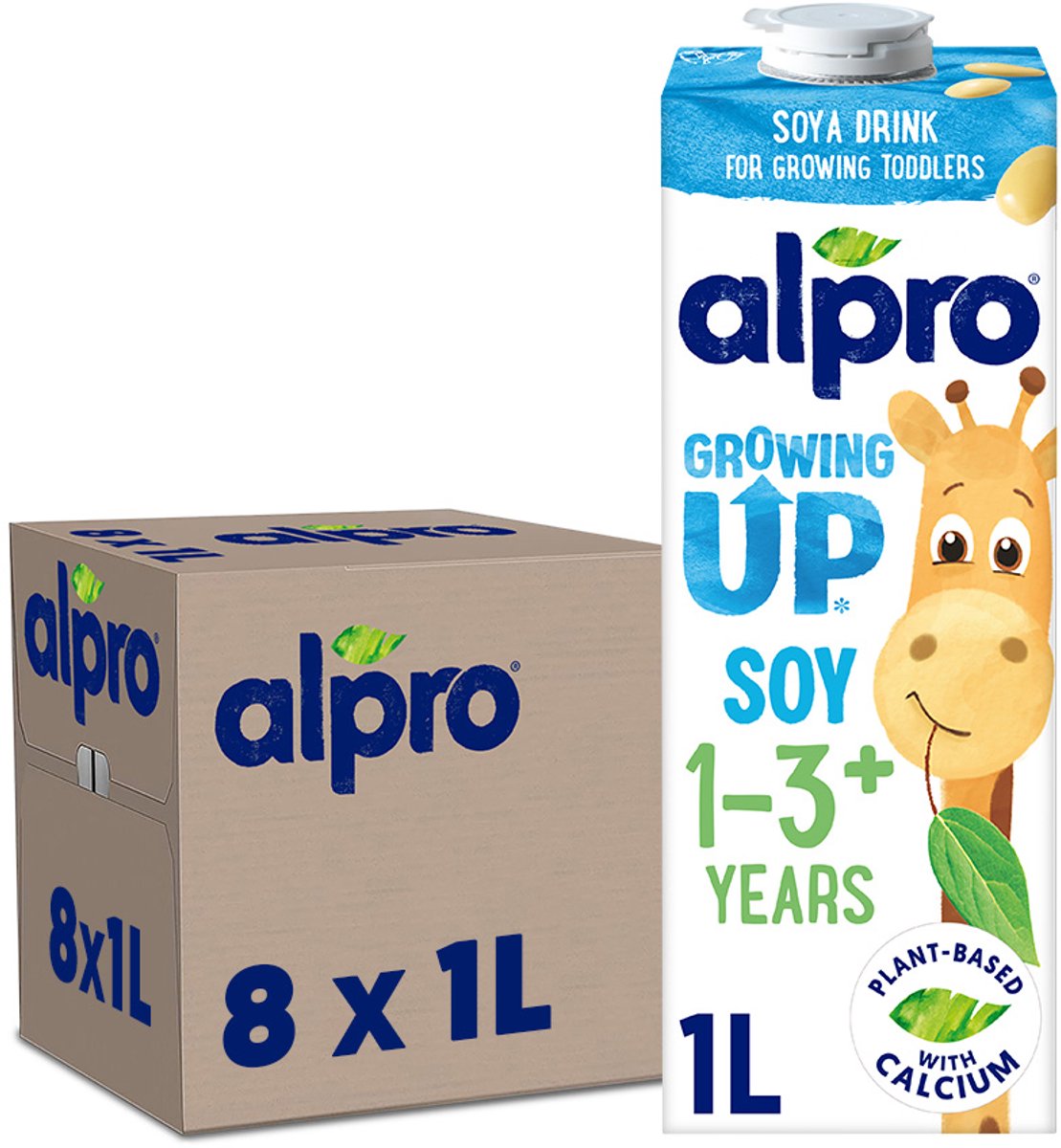 Alpro Growing Up Drink Soja 1-3 Jaar - Plantaardige Groeidrank - Met Calcium & Vitaminen - 8 x 1L