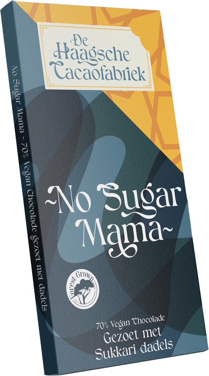 De Haagsche Cacaofabriek - No Sugar Mama (6-pack!) - 70% Pure Chocoladerepen - Vegan - Dadels