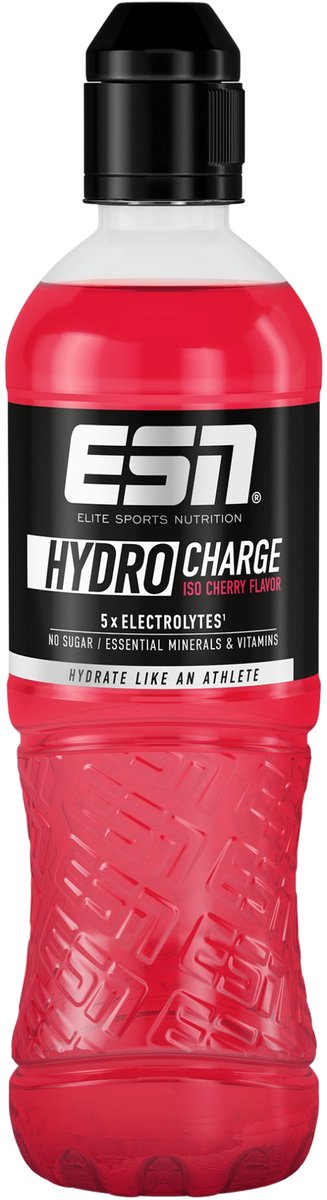 ESN Hydro Charge Iso-Drink - Smaak Cherry - Isotone Sportdrank met Elektrolyten en Vitamines - Voor Hydratatie en Herstel - Suikervrij - 6 x 500 ml