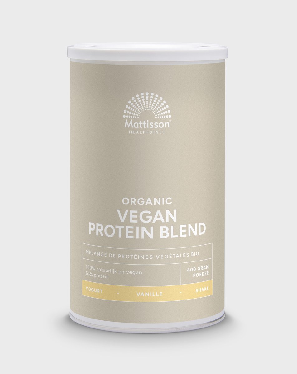 Mattisson - Biologische Vegan Proteïne Blend 63% - Eiwitpoeder - Vanille - 400 Gram