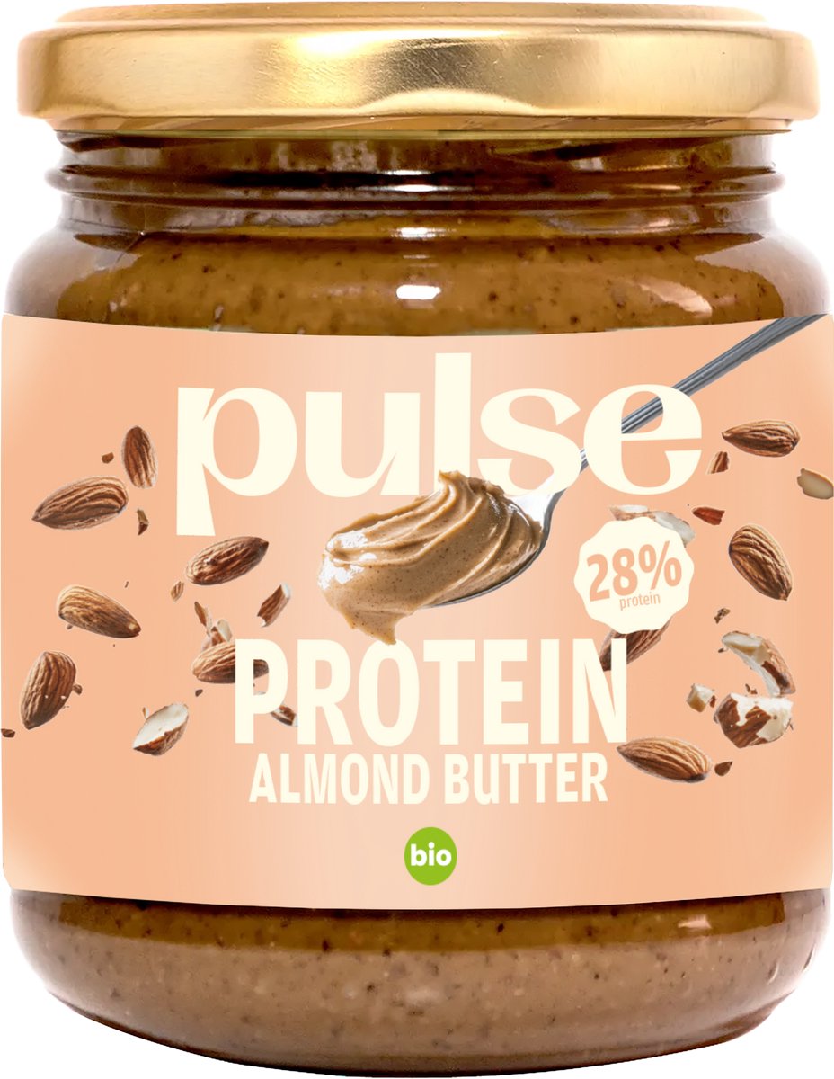 Pulse Protein - Biologische amandelboter met eiwitten 350 g (28 % eiwit)