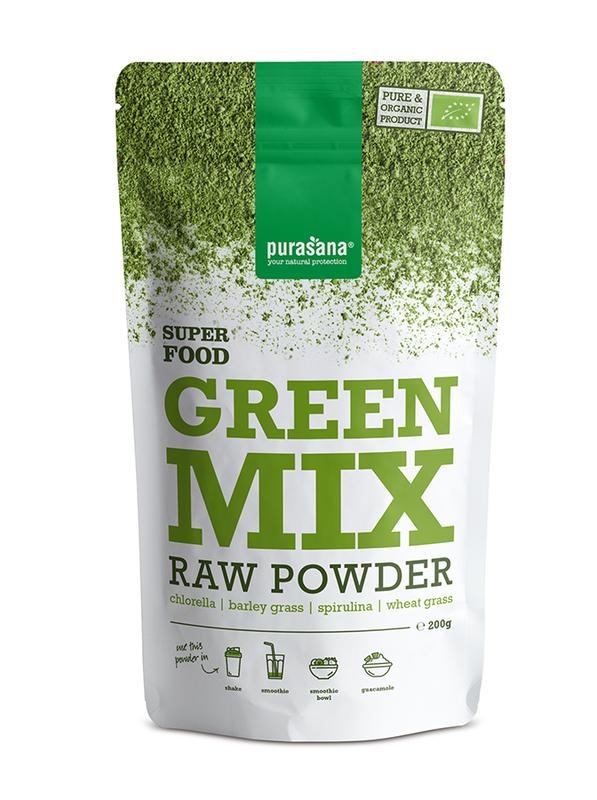 Purasana Green mix poeder vegan bio 200 Gram