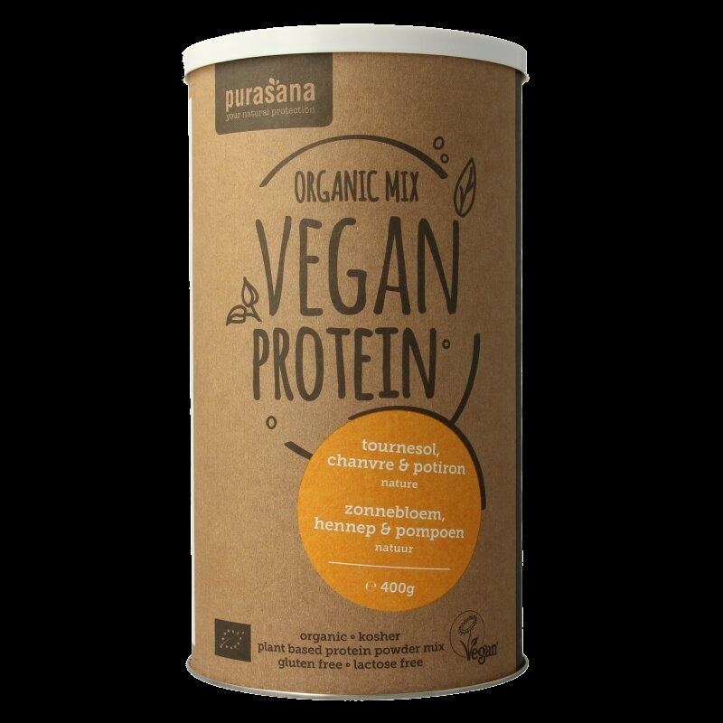 Purasana Proteine zonnebloem hennep pompoen vegan bio 400 Gram