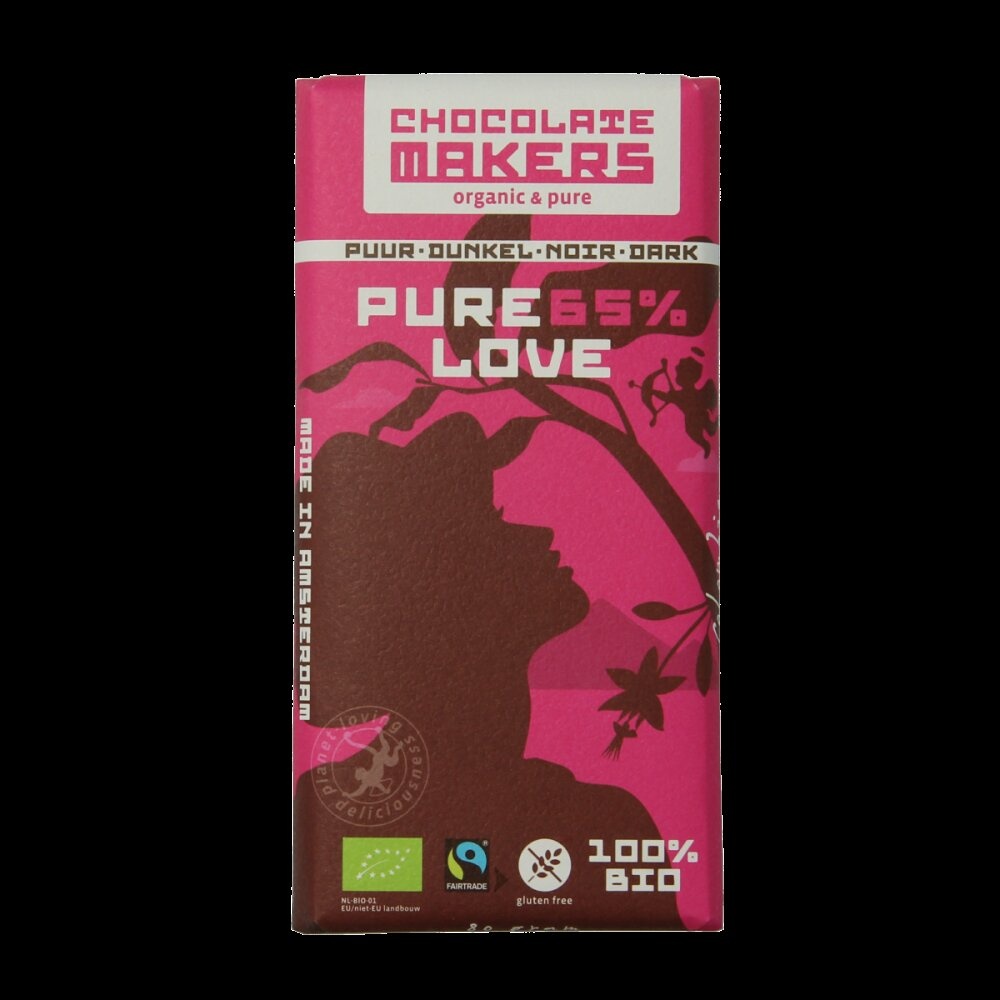 Pure love reep 65% puur fairtrade bio 80 Gram