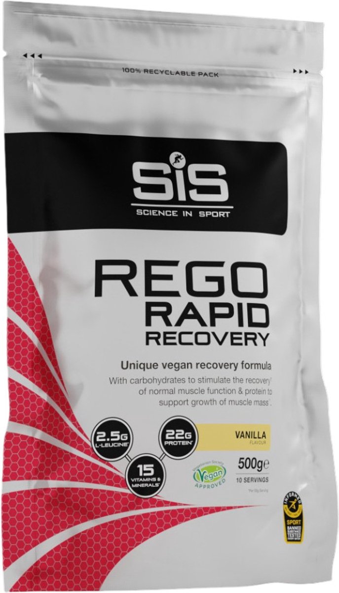 SIS - REGO Rapid Recovery Drink Poeder - Post Workout Proteïne Poeder - 21 g Eiwit per Portie - Vanille Smaak - Vegan - 10 Porties - 500 g