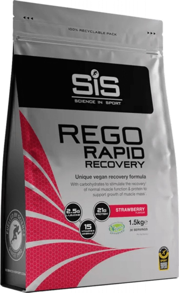 SIS - REGO Rapid Recovery Drink Poeder - Post Workout Proteïne Poeder - 21g Eiwit per Portie - Aardbei Smaak - Vegan - 30 Porties - 1500 g