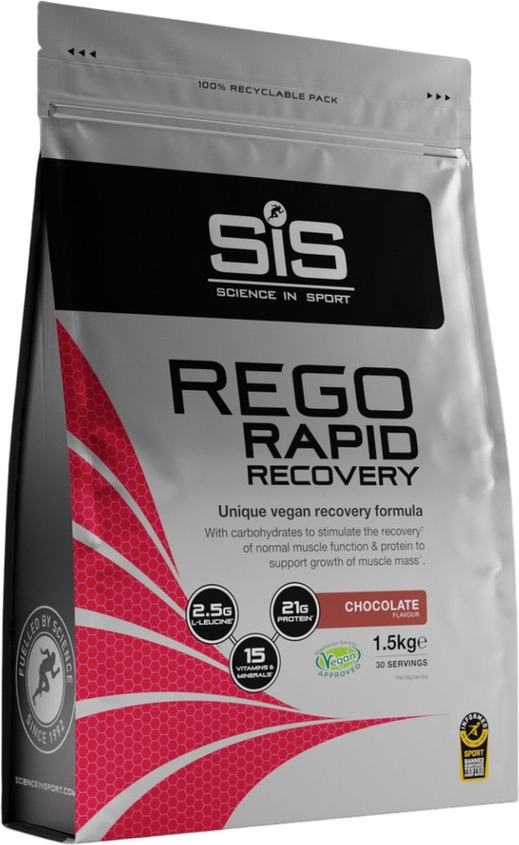 SIS - REGO Rapid Recovery Drink Poeder - Post Workout Proteïne Poeder - 21g Eiwit per Portie - Chocolade Smaak - Vegan - 30 Porties - 1500 g