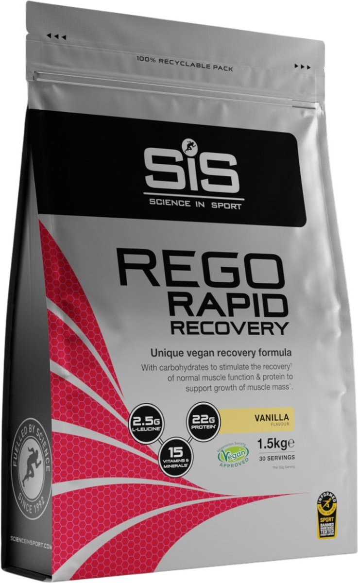 SIS - REGO Rapid Recovery Drink Poeder - Post Workout Proteïne Poeder - 21g Eiwit per Portie - Vanille Smaak - Vegan - 30 Porties - 1500 g