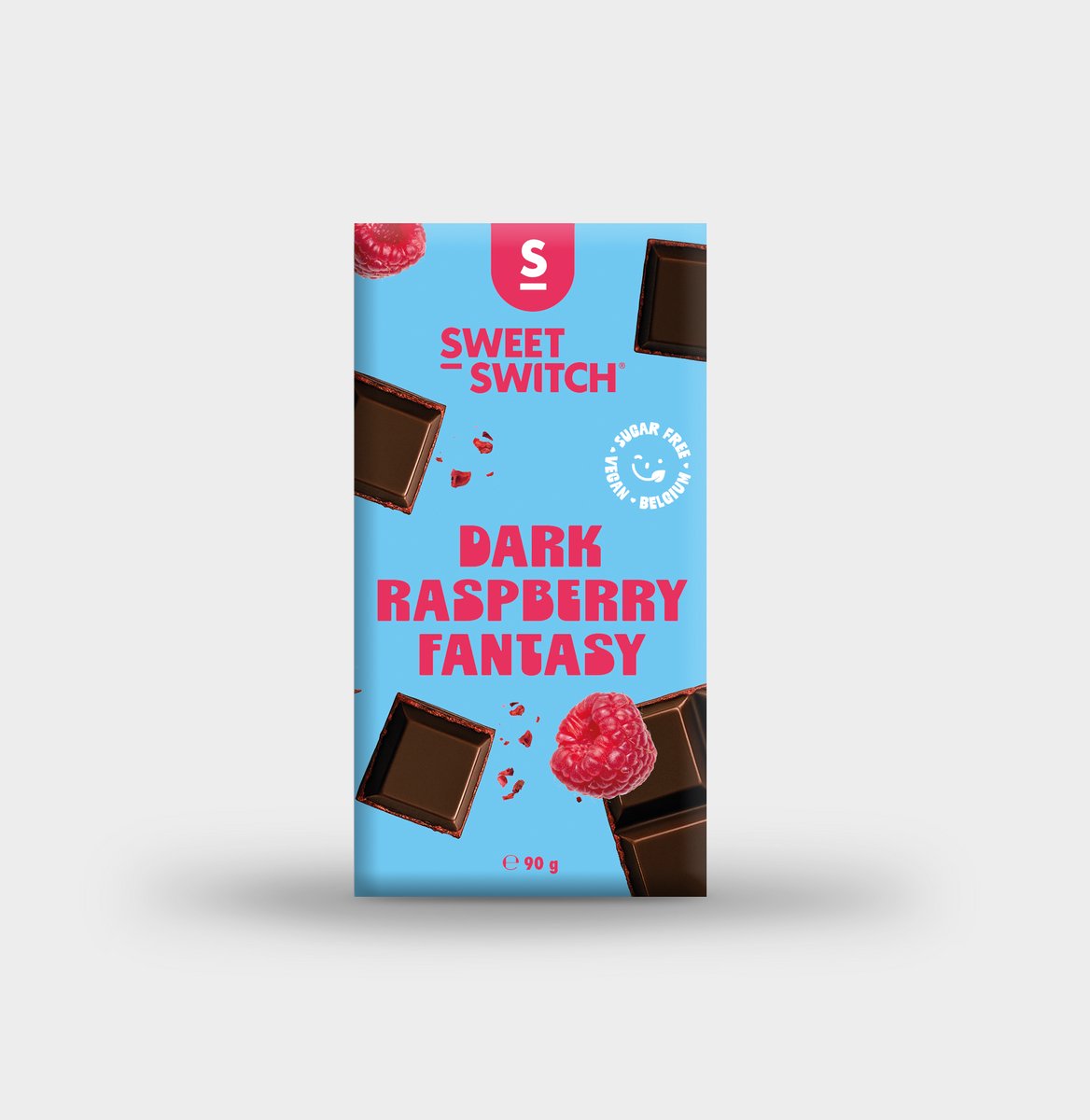 SWEET-SWITCH® - Dark Rasberry Fantasy 12 x 90g - Pure chocolade met framboos - Suikervrij - Glutenvrij - Vegan